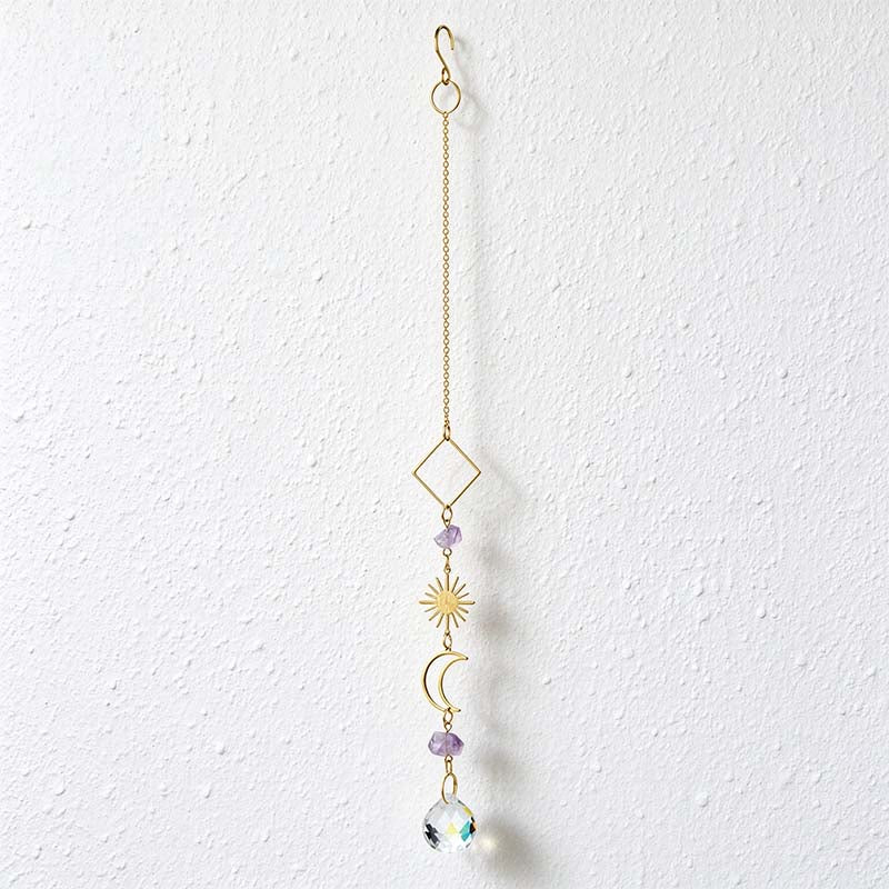CouldNook Geometric Celestial Suncatcher - Open Frames And Purple Stone Accents