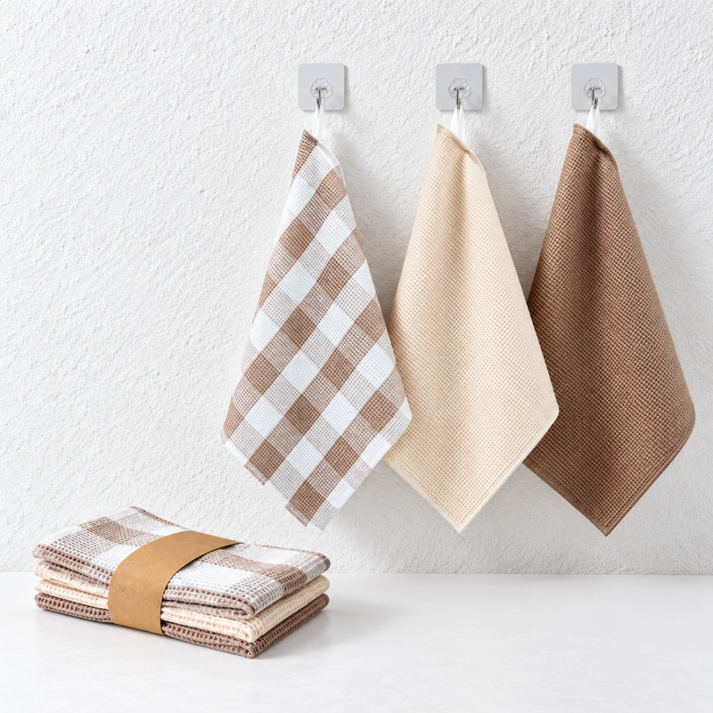 Cotton Waffle Dishcloth Set with Coordinated Patterns
