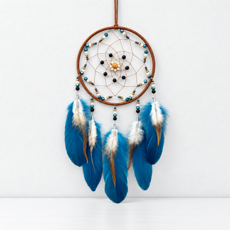 CouldNook Feather Dreamcatcher - Beaded Web And Hanging Feather Strands