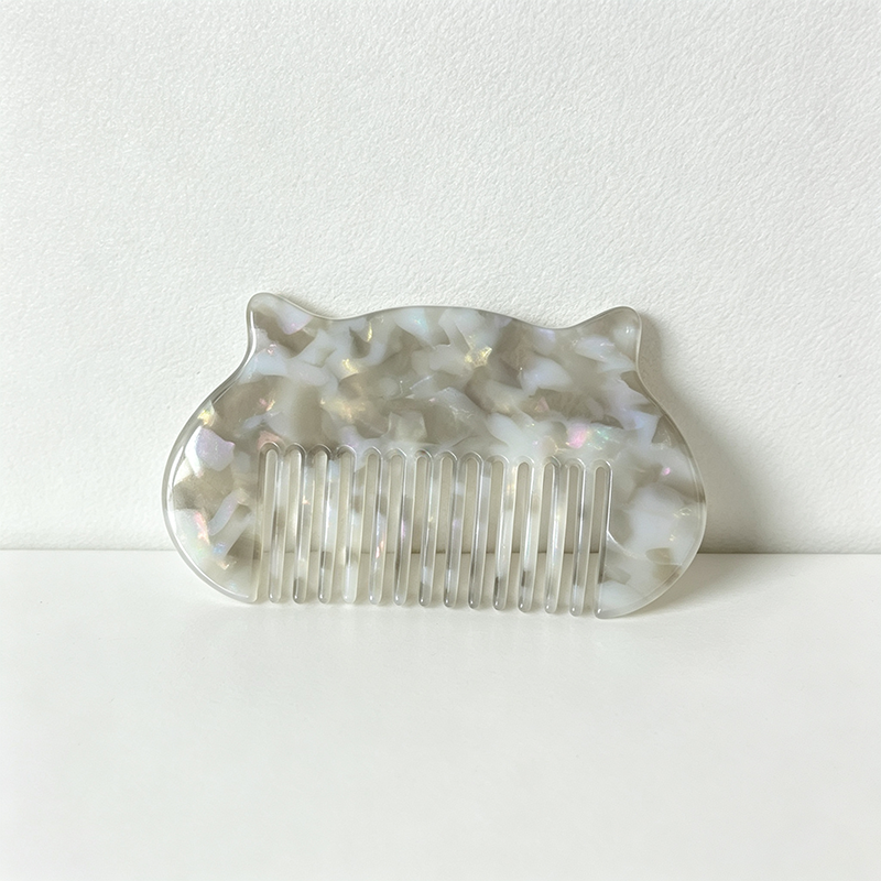 CloudNook Marble Cat Acetate Comb‑Wide Tooth Hair Detangler