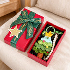 Crochet Christmas Tree Keychain with Pearl-Look Bead Loop