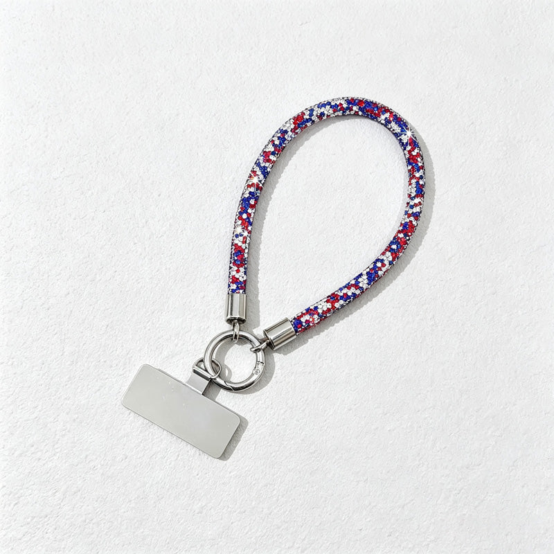 CouldNook Rhinestones Set Wrist Phone Strap with Square RhinestonesAccents