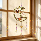 CouldNook Botanical Suncatcher - Butterfly Accents On Leaf Wrapped Frames