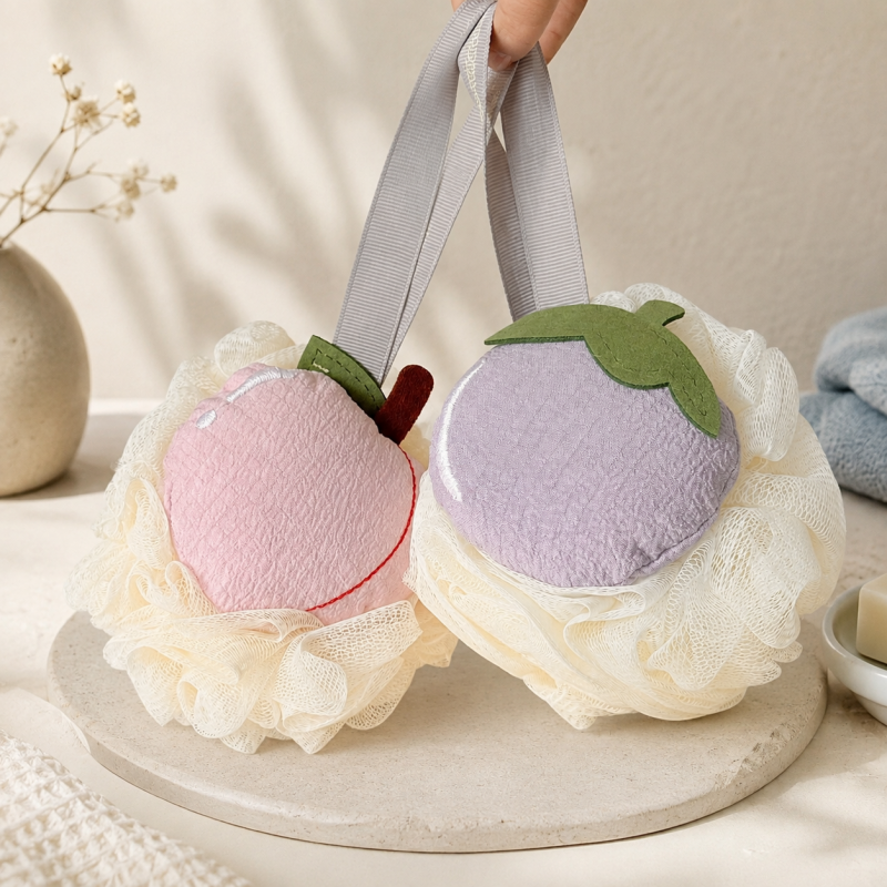CouldNook Fruit Shaped Mesh Bath Loofah - Hanging Loop