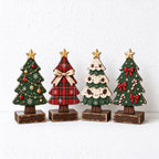 Four-Piece Wooden Christmas Tree Tabletop Decoration Set