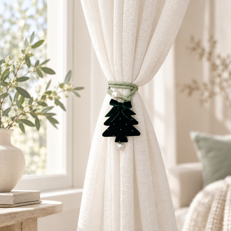CouldNook Christmas Tree Curtain Tieback - Bow Pendant