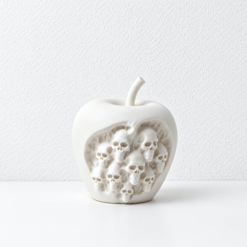 CouldNook Skull Apple Ornament - Recessed Faces And Curved Stem