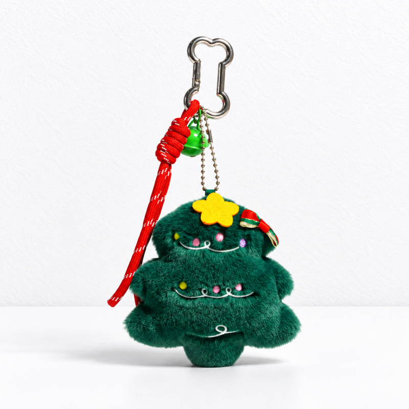 CouldNook Christmas Bag Charm - Plush Tree and Bow-trimmed Wreath Designs