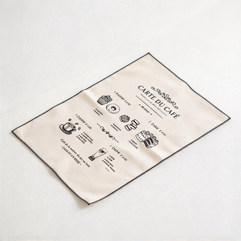 CouldNook Illustrated Cotton Table Napkin - Cafe Prints And Dark Edging