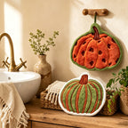 CouldNook Seasonal Hand Towel - Pumpkin Shaped Accent Hanging Home Use