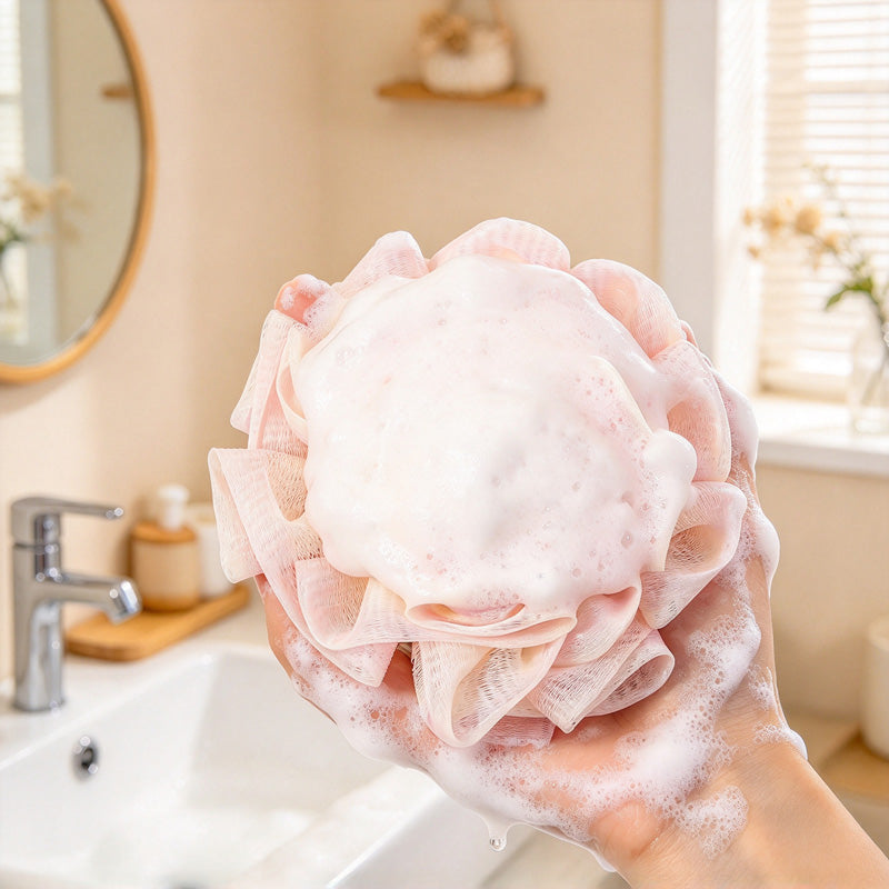 CouldNook Rose Soap Pouch - Ruffled Mesh Flower and Rear Pocket