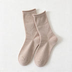 CouldNook Rolled Cuff Slouch Socks - Plain Knit And Neutral Color Range