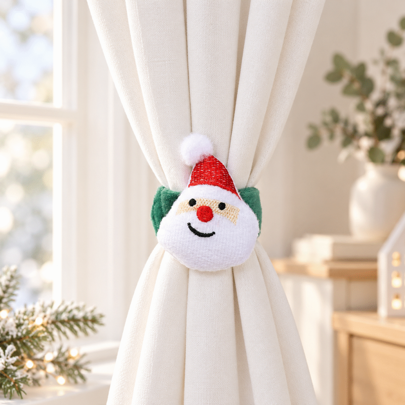 CouldNook Christmas Face Curtain Tieback - Plush Band