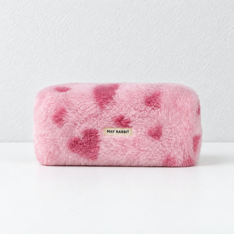 CouldNook Heart Pattern Pouch - Plush Texture and Zip Opening