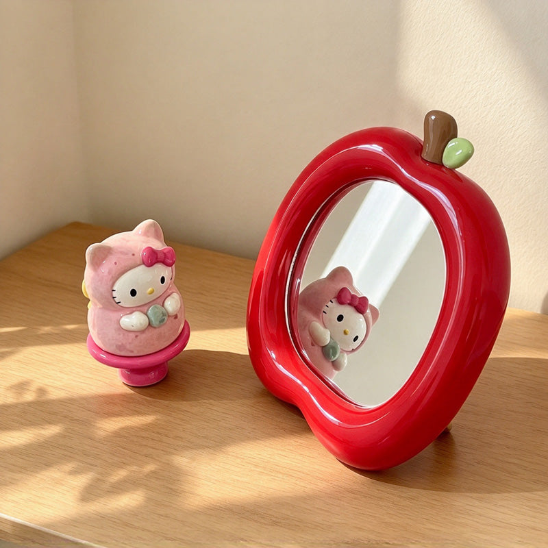 CouldNook Apple Makeup Mirror - Rounded Fruit Frame and Leaf Detail