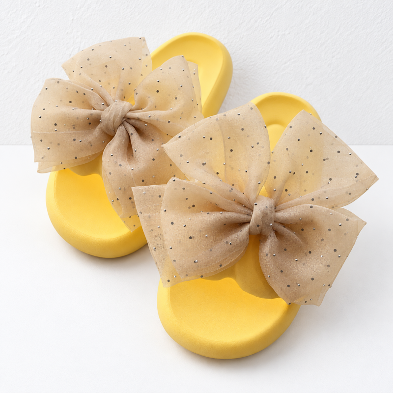 CouldNook Bow EVA Slides - White Pink and Yellow Options