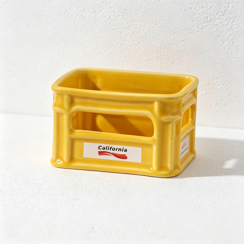 CouldNook Ceramic Snack Bowl - Mini Crate Shape and Open Side Cutouts