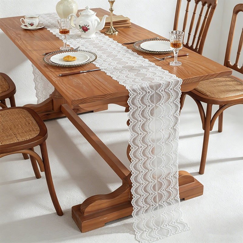 CouldNook Delicate Lace Embroidered Table Runner - Romantic Home Decor