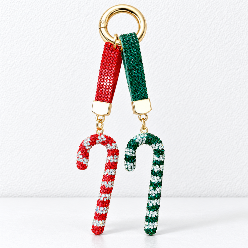 CouldNook Christmas Rhinestone Keychain - Festive Shapes and Decorative Attachment Options