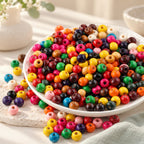 CouldNook Round Wood Beads - Mixed Colors and Threading Holes