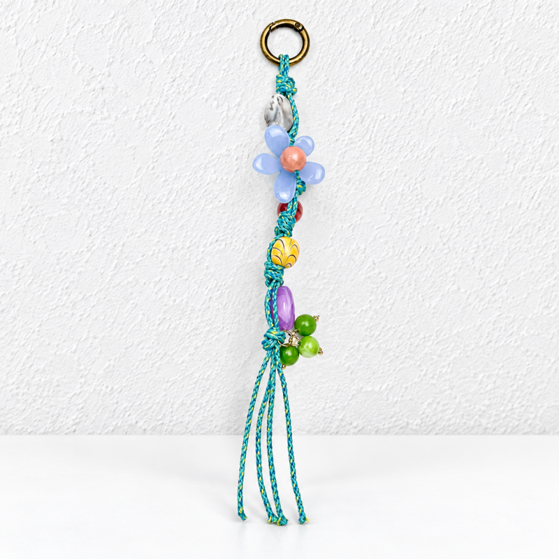 CouldNook Floral Beaded Charm - Twisted Cords and Loose Tassel Ends