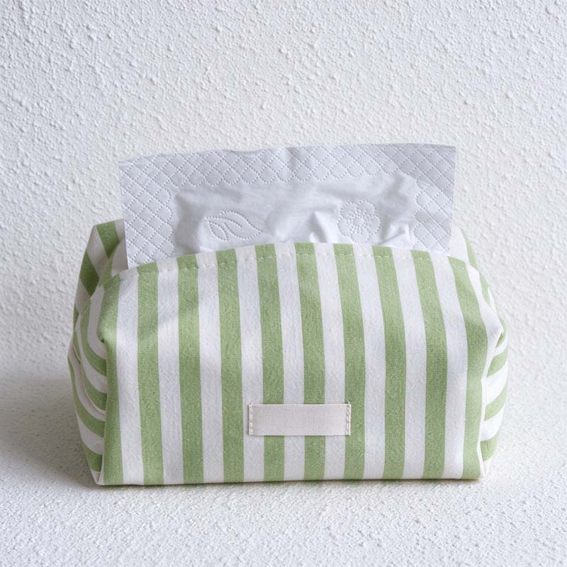CouldNook Striped Tissue Box Cover - Vertical Bands And Folded Ends