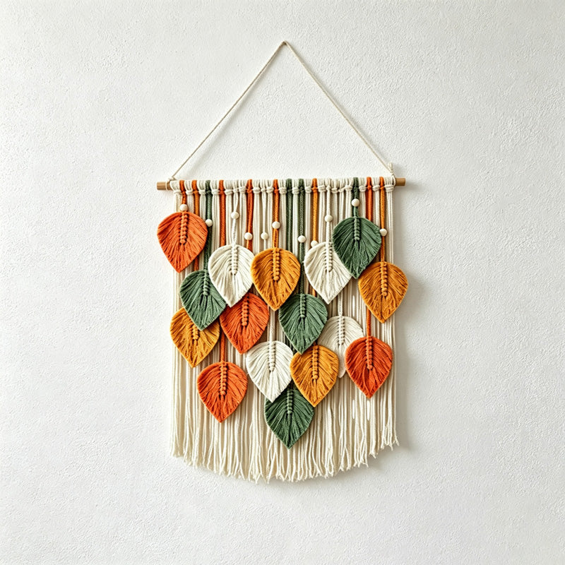 CloudNook Leaf Macrame Wall Hanging‑Boho Woven Tapestry Decor