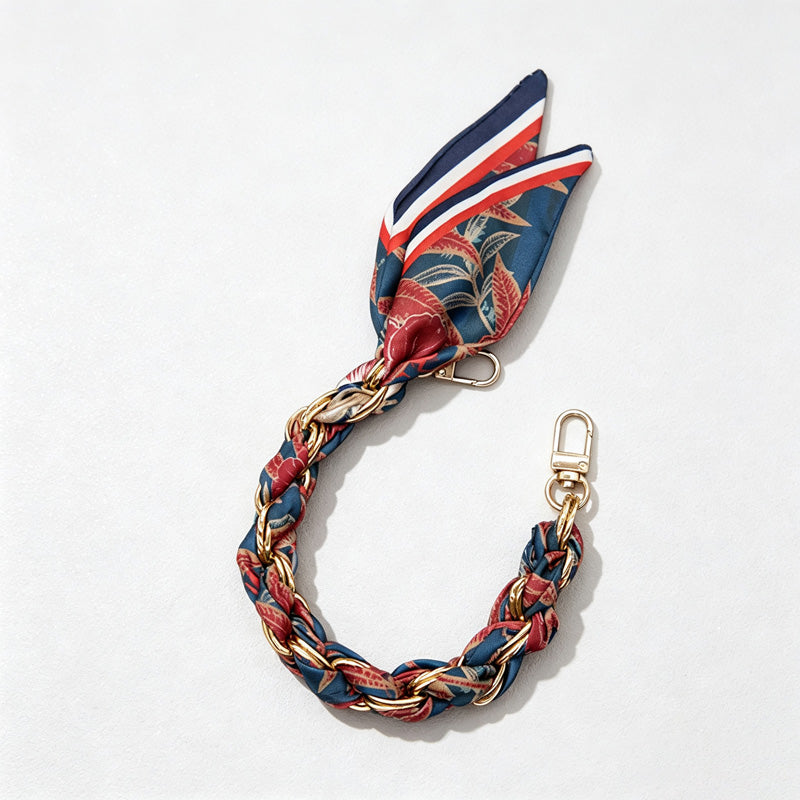 CouldNook Floral Scarf Phone Wrist Strap - Rose Braided Chain