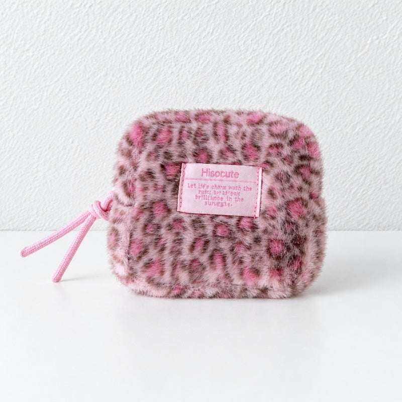 CouldNook Leopard Print Cosmetic Pouch - Plush Body and Cord Pull