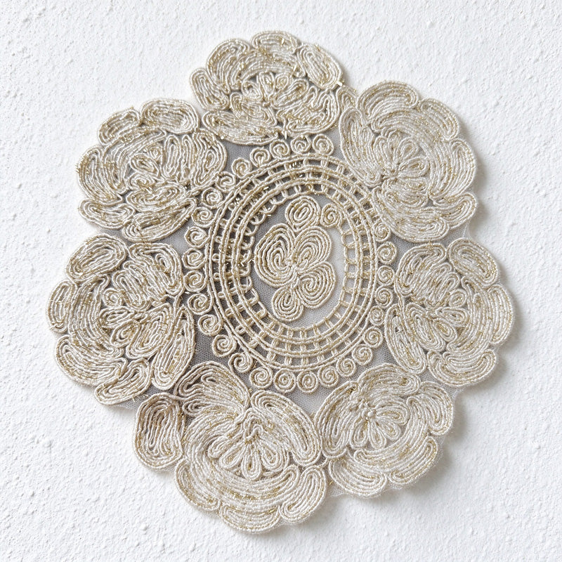CouldNook Rose Table Mat - Sheer Mesh and Embroidered Floral Border