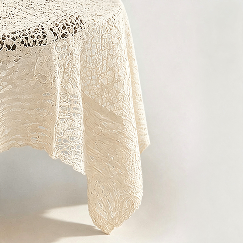 CouldNook Pastoral Crochet Lace Tablecloth - Aesthetic Hollow-Out Desk Mat