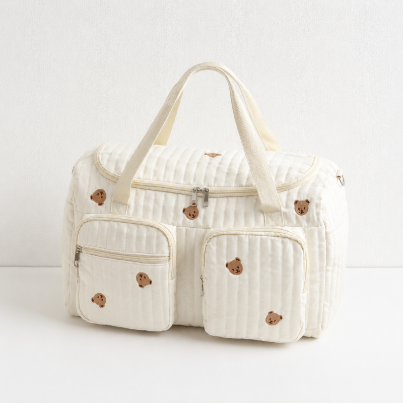 CouldNook Bear Diaper Bag - Quilted Body and Multiple Pockets