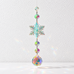 CouldNook Snowflake Suncatcher - Iridescent Facets and Shaped Glass Pendant Ends