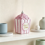 Pink Popcorn Box Christmas Wall Decor - Glittery Hanging Ornament