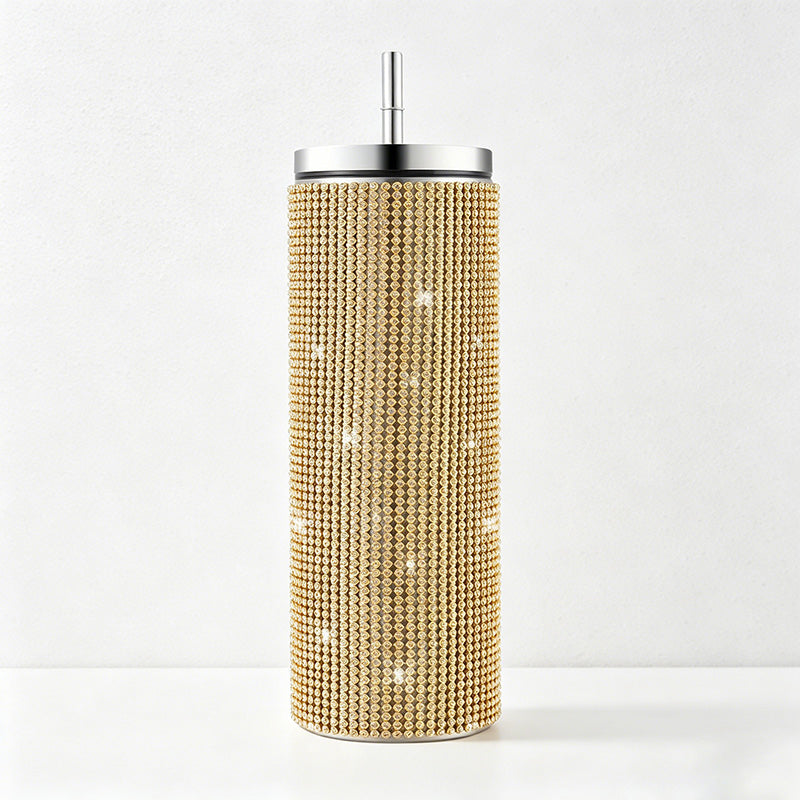 CouldNook 20oz Rhinestone Tumbler-Stainless Steel Vacuum Insulated Straight Body Tumbler with Straw