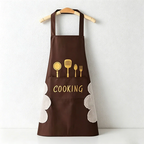 Cooking Utensil Print Waterproof Backband Apron - PVC Kitchen Apron
