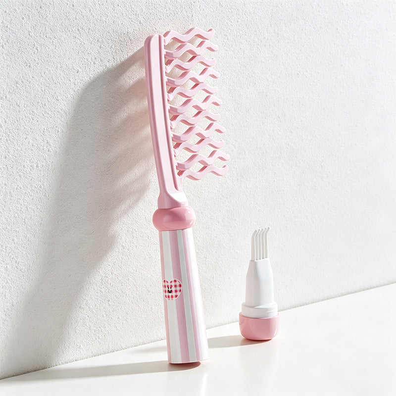 CouldNook Aesthetic Pastel Wavy-Tooth Comb - Volumizing Styling Comb with Cleaning Tool