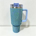 CouldNook 40oz Rhinestone Cow Print Tumbler-Stainless Steel Vacuum Insulated Ice Tumbler with Handle & Straw