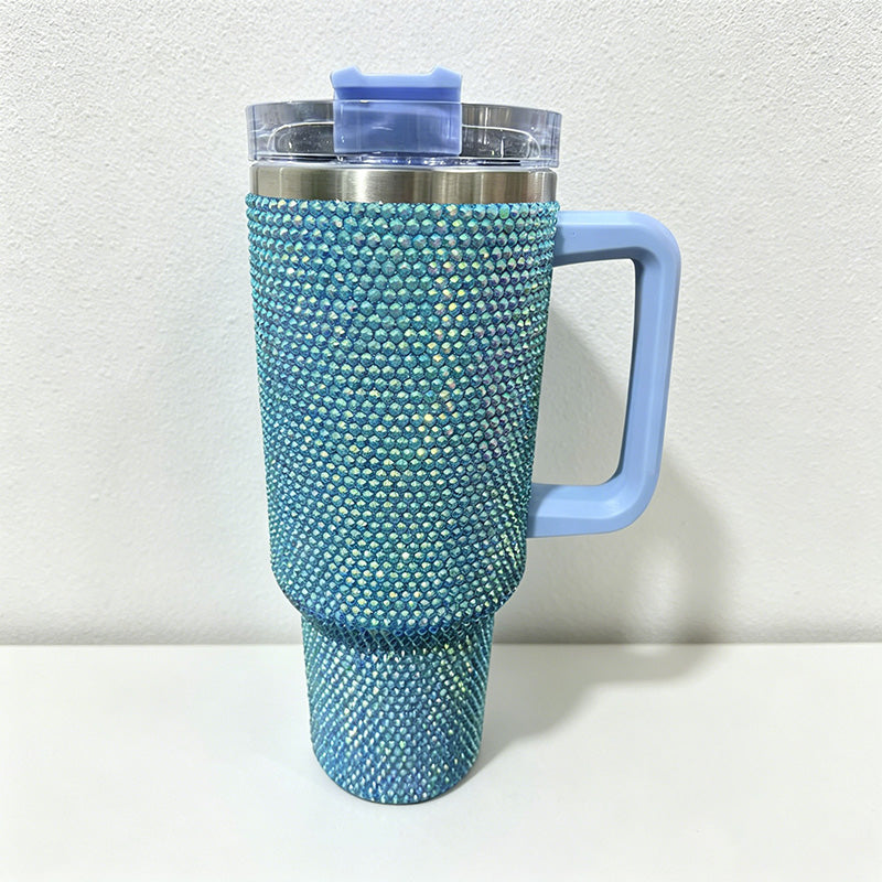 CouldNook 40oz Rhinestone Cow Print Tumbler-Stainless Steel Vacuum Insulated Ice Tumbler with Handle & Straw