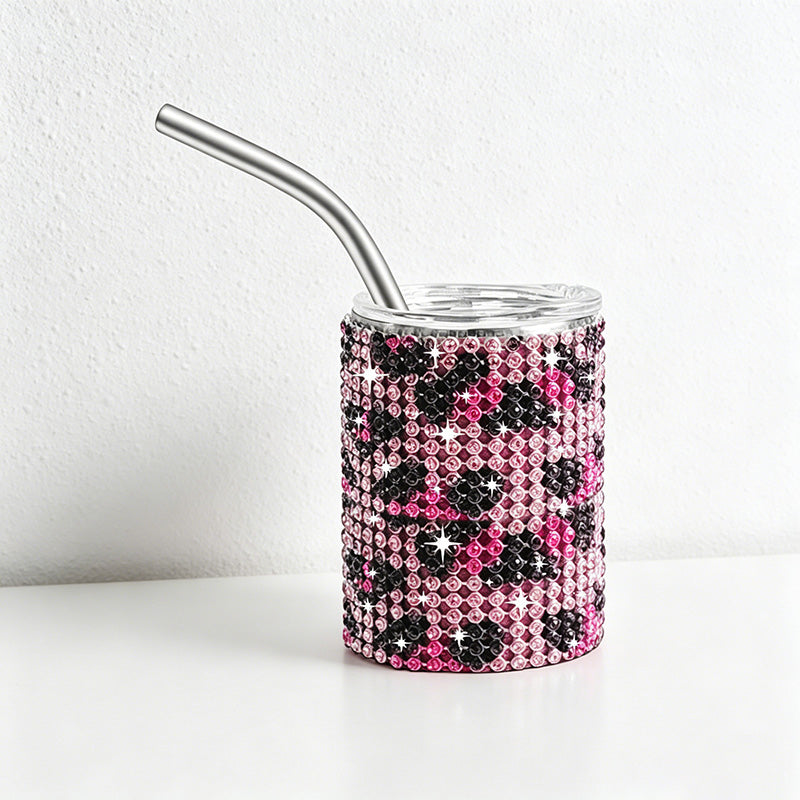 CouldNook Tumbler-3oz Rhinestone Straight Insulated Tumbler with Straw Mini Shot Glass Portable Car Cup