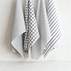 CouldNook 100% Cotton Woven Tea Towel - Classic Plaid & Striped Kitchen Cloth