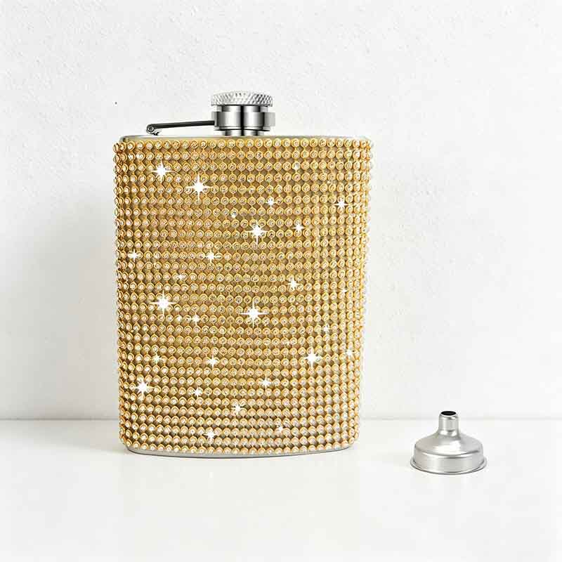 CouldNook 6/8oz Bling Rhinestone Hip Flask - Pocket Size with Funnel (Leopard & Gradient Series)