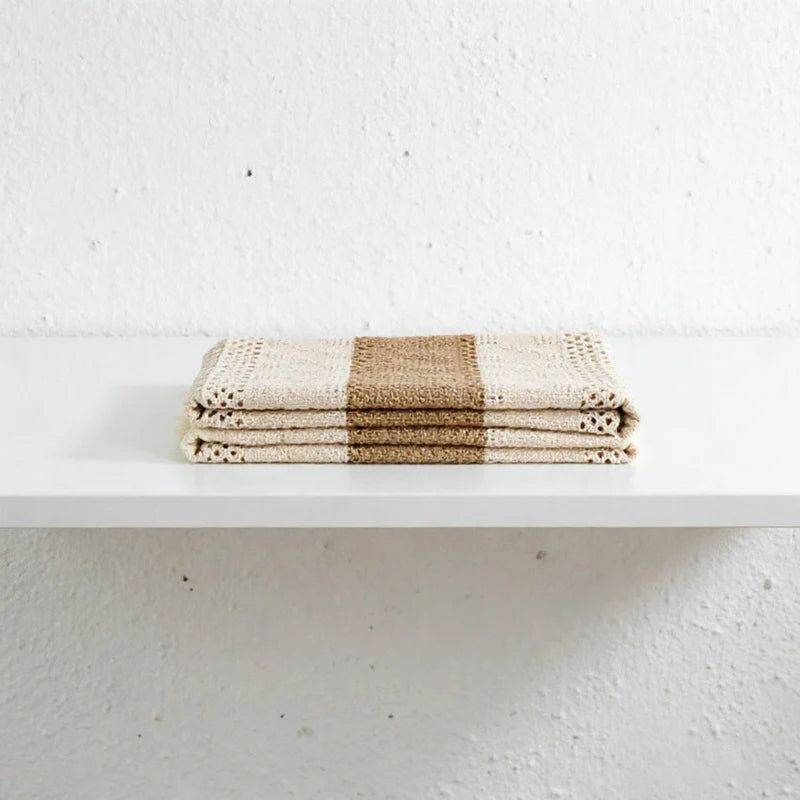 CouldNook Farmhouse Cotton Linen Table Runner - Rustic Boho Woven Macrame Mat