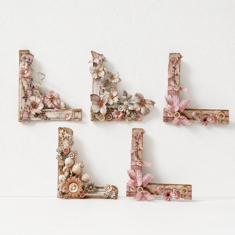 CouldNook Hollow Relief Corner Stickers - Aesthetic Retro Paper Decor