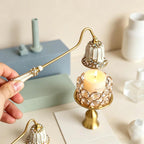 Vintage Rhinestone & Faux Pearl Candle Snuffer, Handheld Enamel Candle Extinguisher