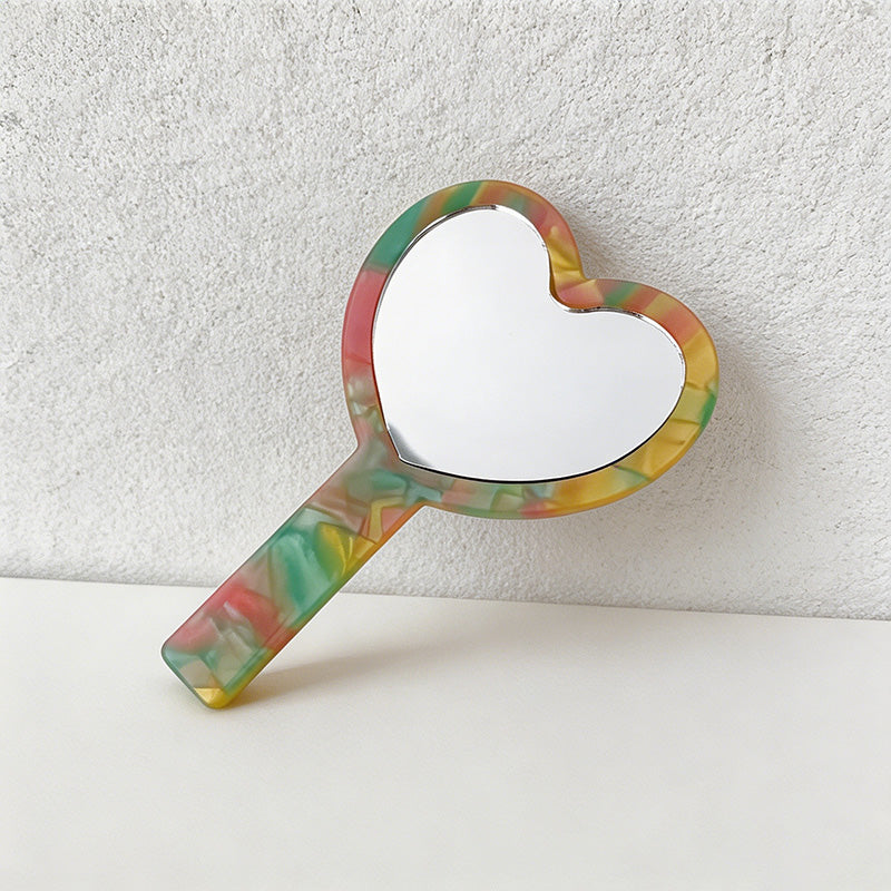 CouldNook Acetate Heart Handheld Mirror - Vintage Style Portable Makeup Mirror