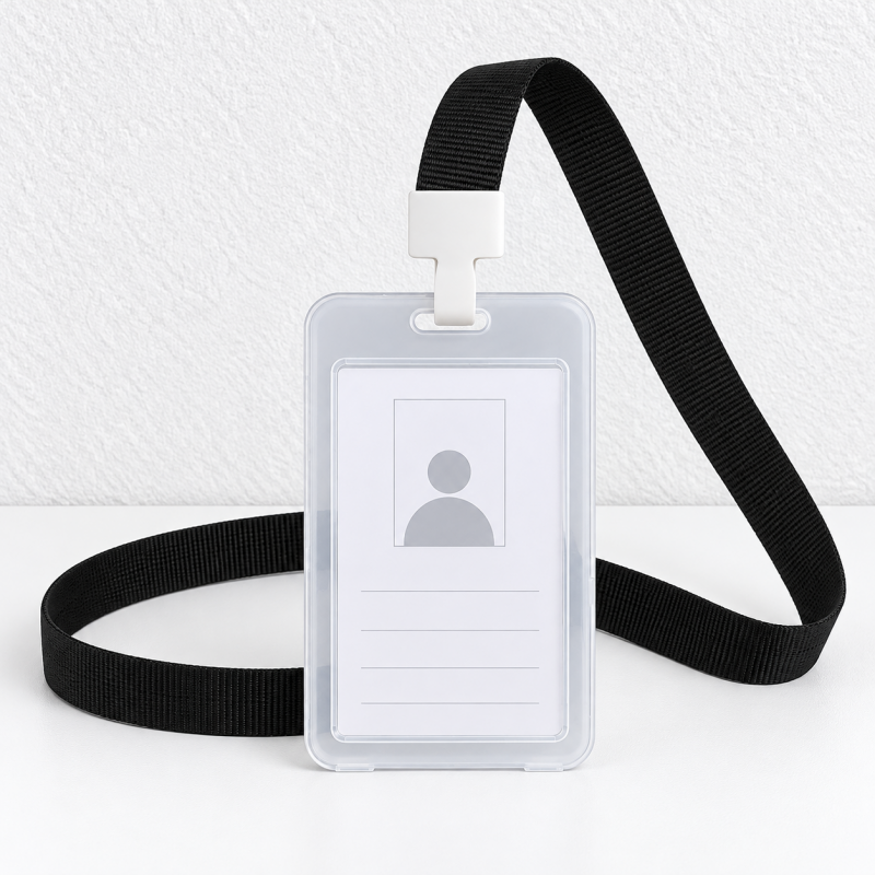 Clear Badge Holder - Hinged Case and Colored Lanyard