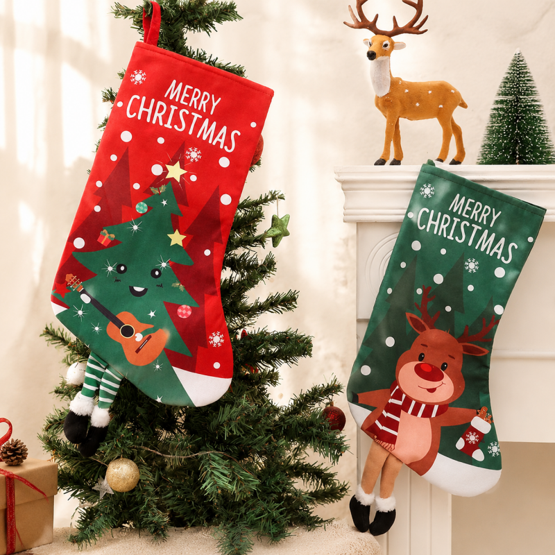 CouldNook Christmas Stocking - Character Motifs and Decorative Cuff Details