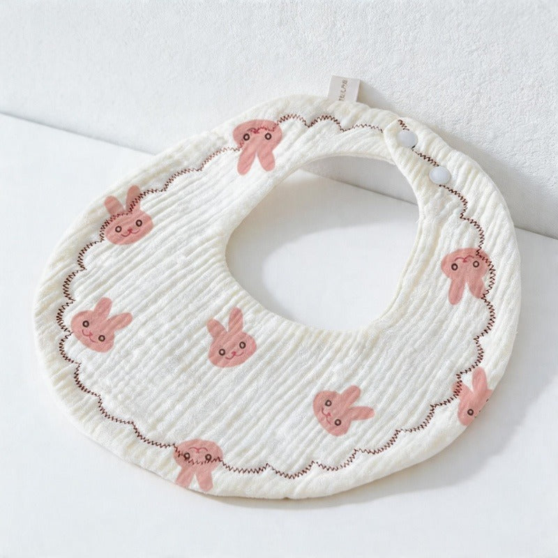 CouldNook Premium Muslin Cotton Baby Bib - Reversible 6-Layer Round Drool Apron(set of 10)