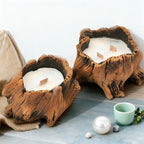 CouldNook Rustic Tree Stump Scented Candle - Crackling Wooden Wick Decor